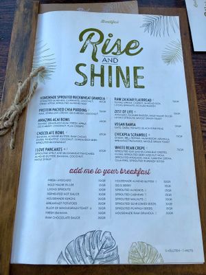 Breakfast menu  at Evergreen Organics in Doha