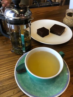 The bounty bar and chocolate melt brownie at Evergreen Organics in Doha