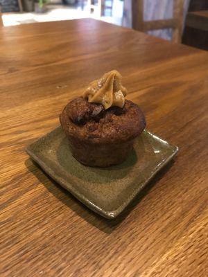 Vegan banana muffin at Evergreen Organics in Doha