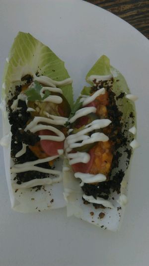 Raw tacos at Evergreen Organics in Doha