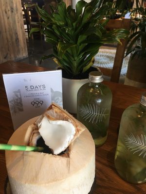 Super yummy fresh coconuts at Evergreen Organics in Doha