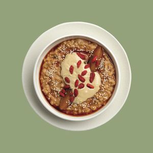 Darte and Pear porridge  at Evergreen Organics in Doha