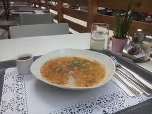 Potato/Leek soup at Uli's Veganeria in Vienna