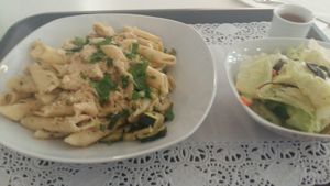 Overcooked penne at Uli's Veganeria in Vienna