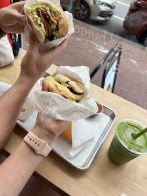 Ziggy burger, sausage egg cheese breakfast muffin, bfg shake  at HipCityVeg - 7th St in Washington