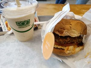 A burger and a milkshake at HipCityVeg - 7th St in Washington