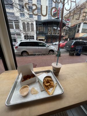 eating in fun window  at HipCityVeg - 7th St in Washington