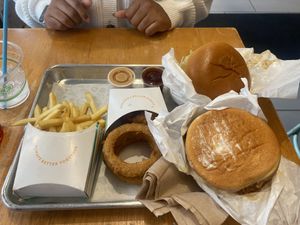 #1, #4, fries and onion rings  at HipCityVeg - 7th St in Washington