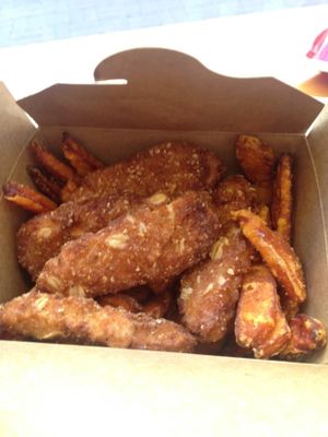 Chicken Tenders with sweet potato fries  at HipCityVeg - 7th St in Washington