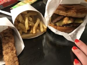 Four piece chikn tenders, fries, and Ziggy Burger 😍  at HipCityVeg - 7th St in Washington