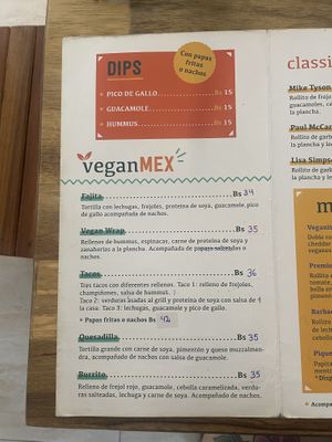 Menu  at Casa Vegana in Santa Cruz