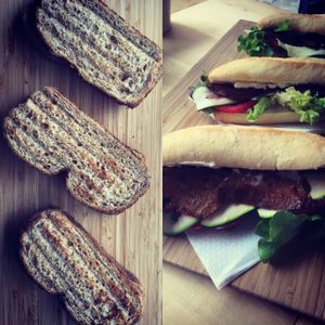 Vegan Croque Monsieur and panini with grilled veggies  at Loving Hut in Rimini