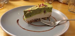 Raw matcha vanilla  cake  at Loving Hut in Rimini