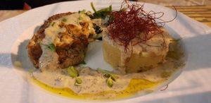 Vegan fish steaks  at Loving Hut in Rimini