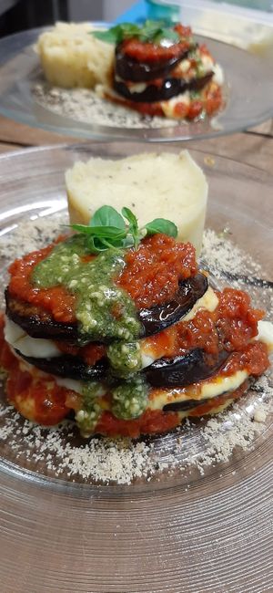 Parmigiana vegan at Loving Hut in Rimini