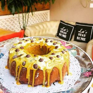 Pumpkin cake with pumpkin glazing at Loving Hut in Rimini