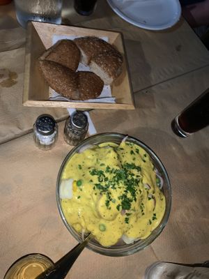 Potato salad & bread  at Trivoli Vegan Kafeneio in Athens