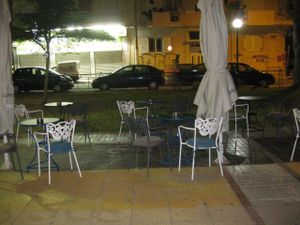 Outdoor seating at Trivoli Vegan Kafeneio in Athens