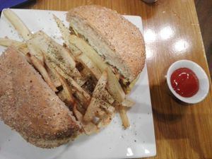 Yiammi vegan burger at Trivoli! at Trivoli Vegan Kafeneio in Athens