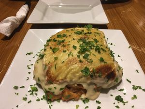 Amazing vegan moussaka at Trivoli Vegan Kafeneio in Athens