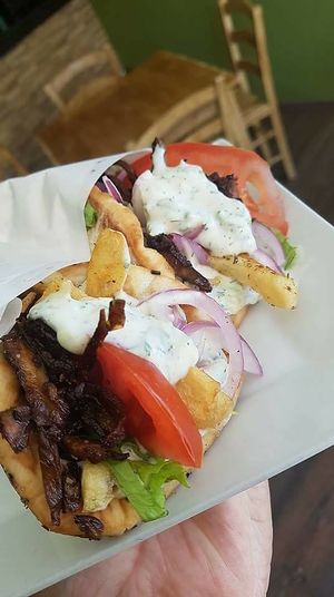 Souvlaki at Trivoli Vegan Kafeneio in Athens