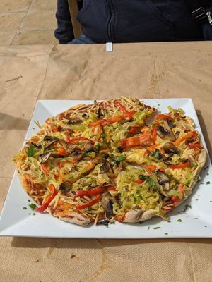 Signature Pizza at Trivoli Vegan Kafeneio in Athens