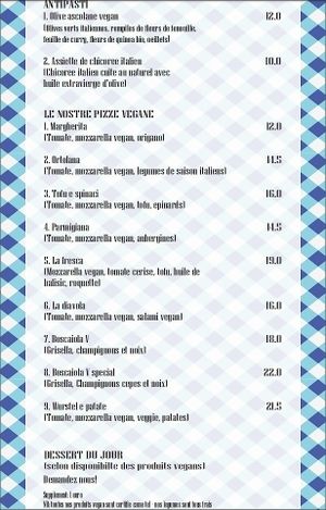 Vegan menu at Ai 6 Angoli in Brussels