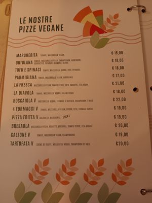 Pizza menu at Ai 6 Angoli in Brussels