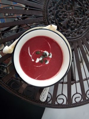 Beetroot soup at Franz Soupmarine in Heidelberg
