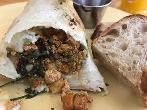 Vegan breakfast burrito at OliBea in Knoxville