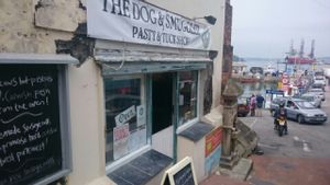 just walk off the ferry at The Dog and Smuggler Tuck Shop in Falmouth