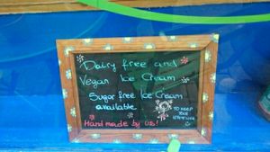 board advertising vegan options  at Ciuri Ciuri in Falmouth