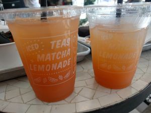 peach lemonades at By Chloe in Los Angeles
