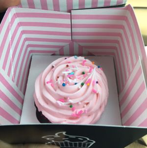 Chocolate cupcake with vanilla frosting at By Chloe in Los Angeles