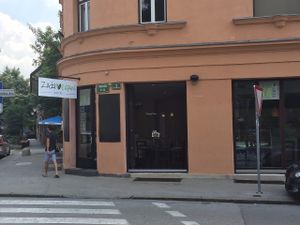 Restaurant from the street at Zaziv Vegan Bistro in Ljubljana