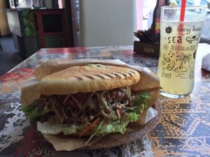 Nice burger at Zaziv Vegan Bistro in Ljubljana