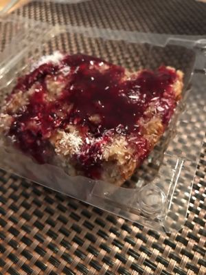 Blueberry dessert at Zaziv Vegan Bistro in Ljubljana