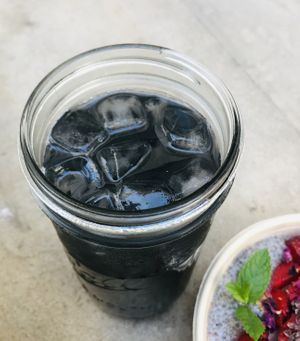 Black lemonade at Coco Bowls in Warsaw