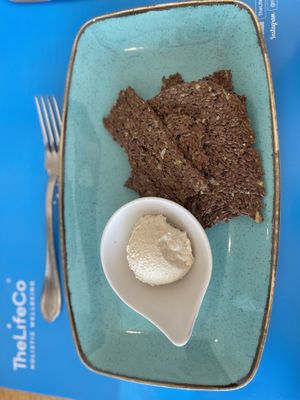 Chips and dips (requested only raw vegan option (cheese), pesto and hummus are not included)  at TheLifeCo Akra Antalya Wellbeing and Detox Center in Antalya