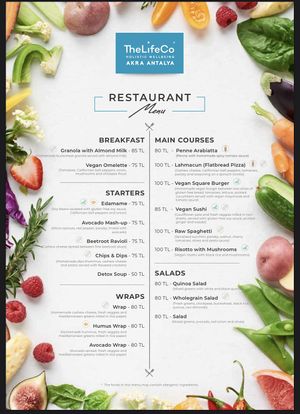 Menu October 2022  at TheLifeCo Akra Antalya Wellbeing and Detox Center in Antalya