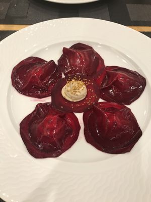 Beetroot ravioli  at TheLifeCo Akra Antalya Wellbeing and Detox Center in Antalya
