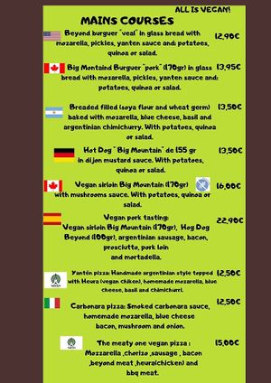 Main courses vegan at Yanten Veggie Bar in Madrid