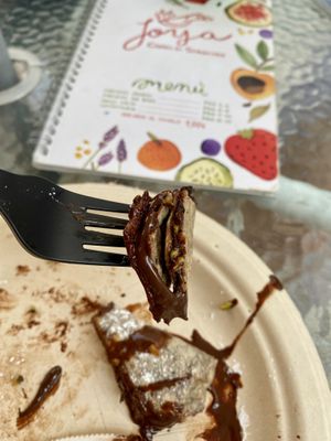 Pancake with giandua and pistachio.  at Joya Canti di Stagione in Polignano A Mare