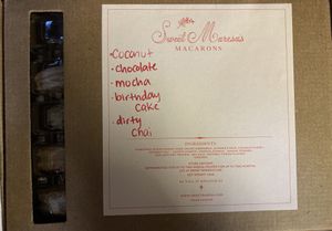 a sampling of flavors for their 25 macaron box (60 USD). at Confectionery! in New York City