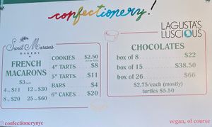 Wall menu at Confectionery! in New York City