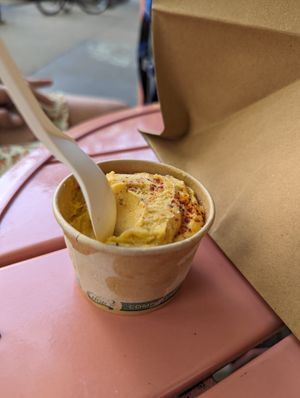 Spicy mango ice cream - not my thing at Confectionery! in New York City