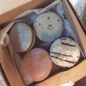 Early grey, Cookie Monster, caramel delight and rose at Confectionery! in New York City