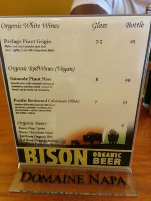 Drink menu, organic wines and beers at Shangri-La Vegan - Telegraph in Oakland