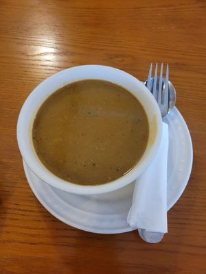 Split pea soup at Shangri-La Vegan - Telegraph in Oakland