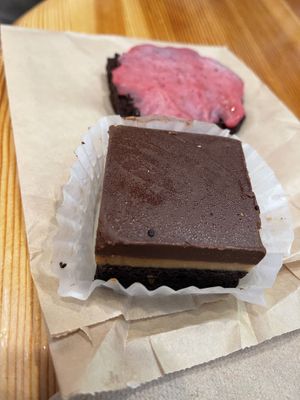 tofu chew and peanut butter/chocolate bar (Laurelle)   at Granville Island Public Market in Vancouver